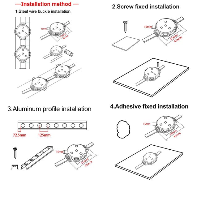 LED Pixel Dot Light Outdoor RGB/RGBW 40mm DC24V Point Source for Facade Building Lighting