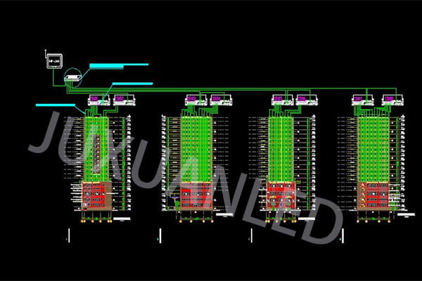 A detailed wiring diagram for an LED lighting system