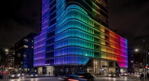 Silky smooth color gradient on a modern building facade