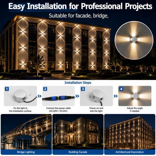 IP65 Outdoor LED Cross Star Projection Light 12W DMX512 RGBW Architectural Facade Lighting