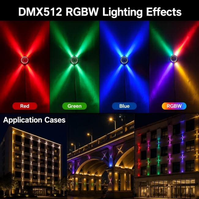 IP65 Outdoor LED Cross Star Projection Light 12W DMX512 RGBW Architectural Facade Lighting